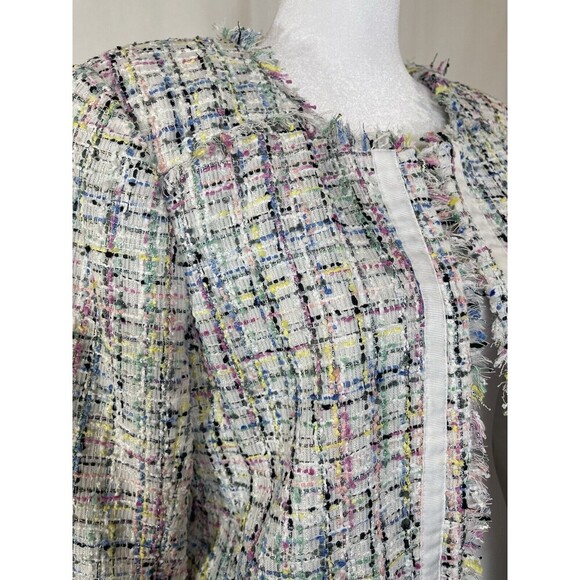 Worthington Women's M Tweed Blazer Jacket White Multicolor Pink Old Money Classy - Picture 3 of 14